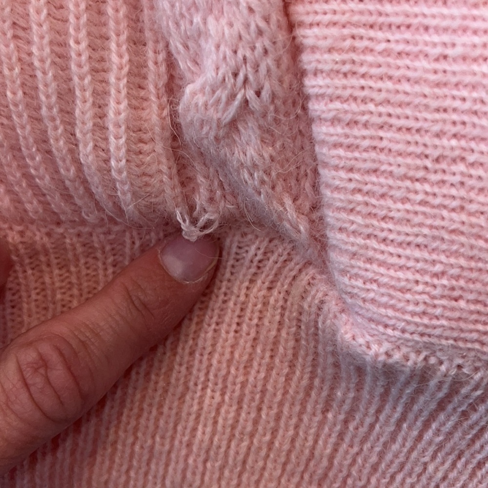 VINTAGE light pink sweater vest topper woolblend boho grandmacore cottagecore 1X - Picture 8 of 15